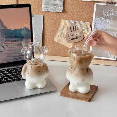 Transparente Bärenglastasse aus hochborosilikatglas für Kaffee, Saft, Milch & Tee