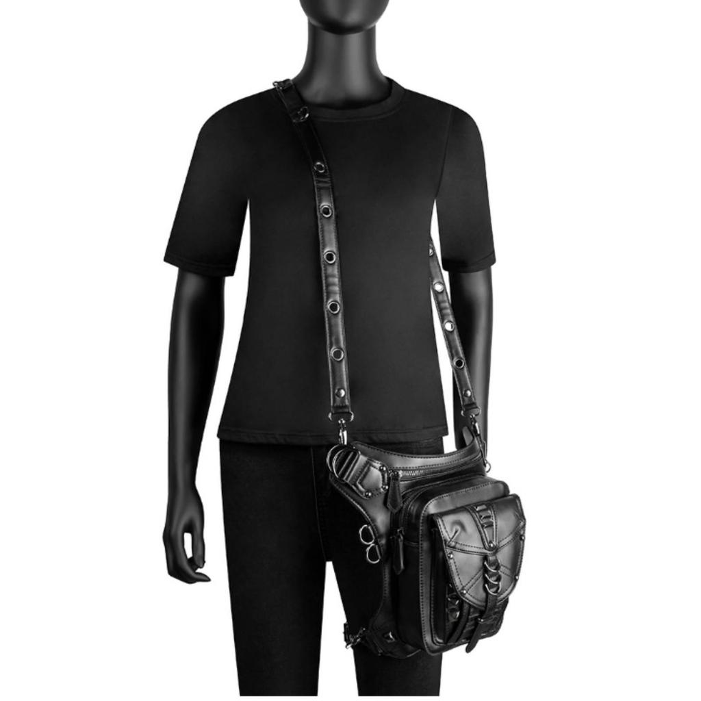 Steampunk Waist Pack Adjustable Bag Hands with Harness for Wanderers, Bikers,