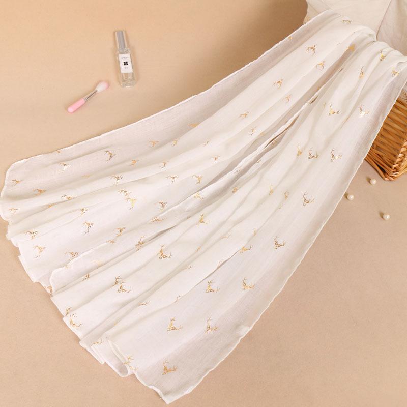New Deer Autumn and Winter New Product Shawl Cotton Linen Linen Monochrome Bronzing Women's Scarf Long Scarf Versatile