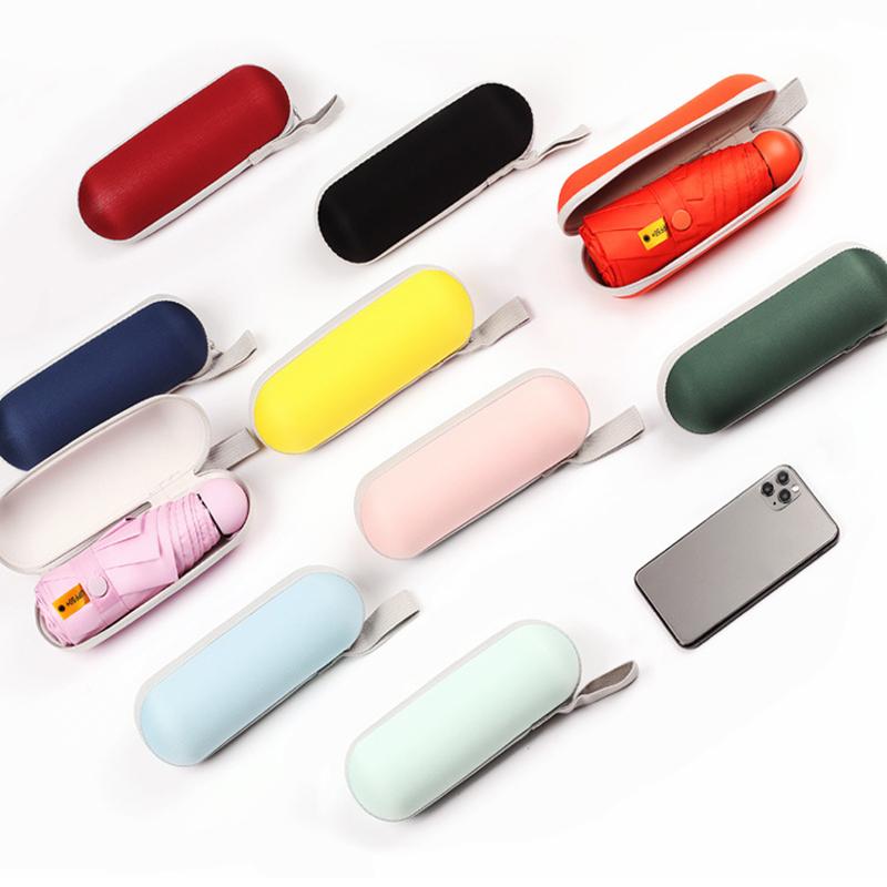 Mini-8-Rippen-Sonnenschirm, tragbarer Taschen-Kapselschirm, Sonnenschutz, UV-Faltschirm, Sonnenschirm mit Box