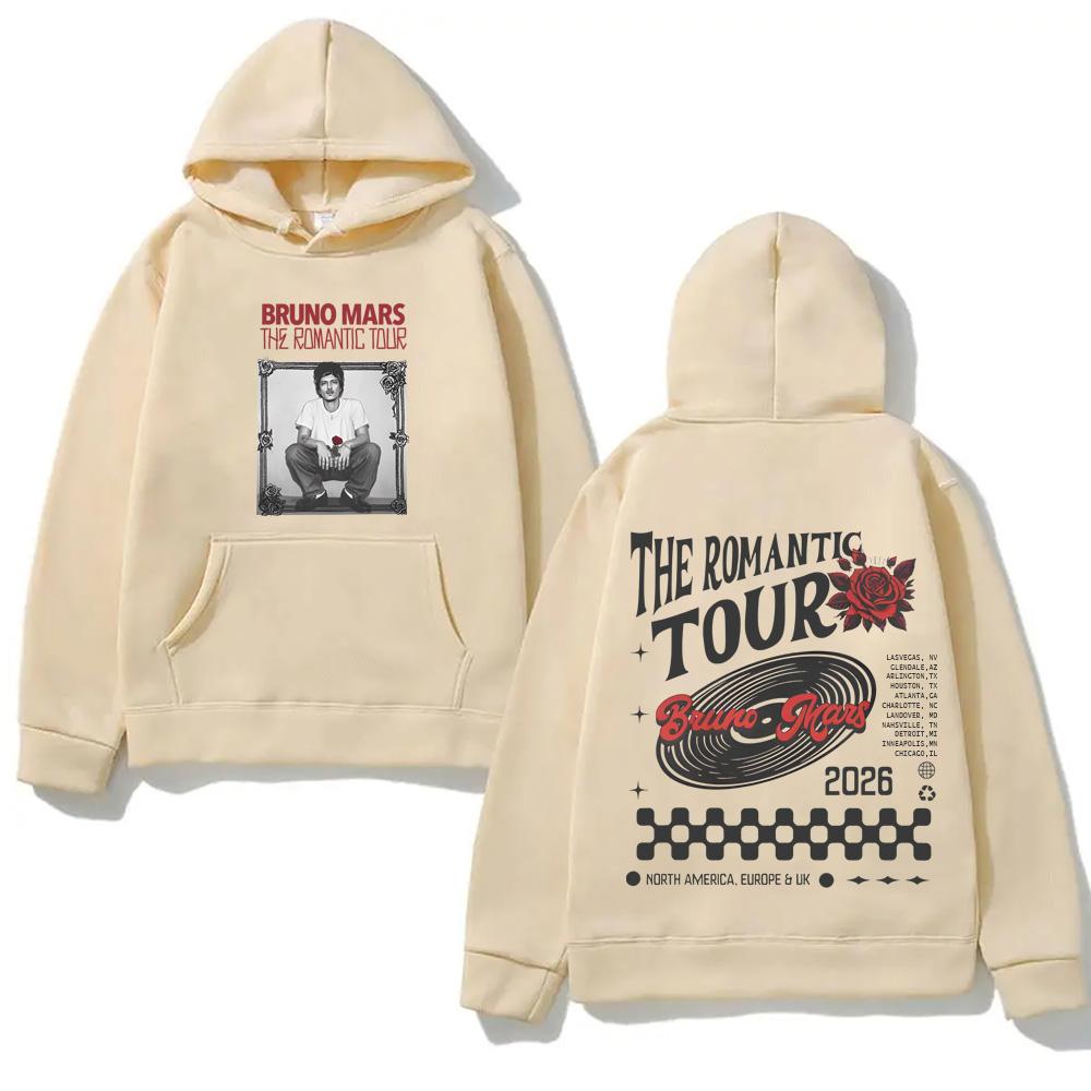 

Bruno Mars The Romantic 2026 Tour Hooded Harajuku Hoody for Autumn/Winter Casual Fleece Sweatshirt Comfortable Hoody S хакі