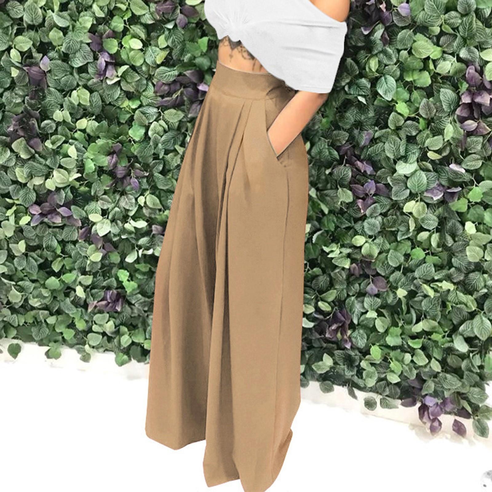 

Женские модные и персонализированные длинные повседневные брюки с широкими штанинами и динамиком XL хаки