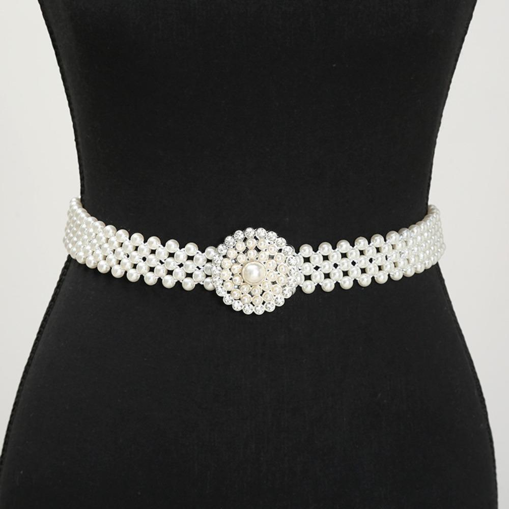 Široký elastický pas Bling dámský pásek Sweet Pearl pasový pásek sukně dekorativní