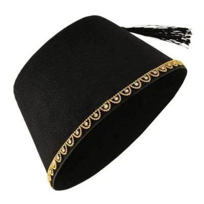 Accesorios de Disfraz Sombrero Redondo de Fieltro Fez Transpirable Color Rojo Tarboosh Sombrero Fez Sombrero Otomano Marroquí Gorra con Borlas Turcas Sombrero de Fiesta