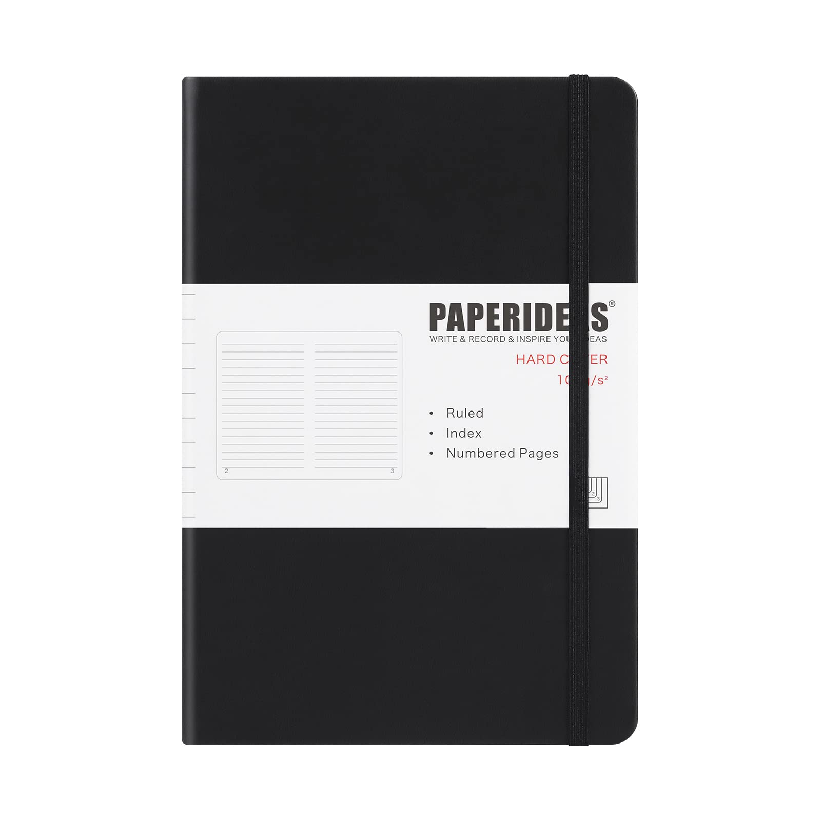 

PAPERIDEAS Hardcover Notebook, A5, (Horizontal Lines, Black) чёрный