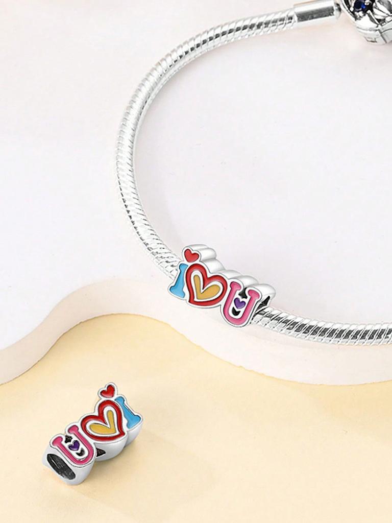 Charms Plata Sweet Diamond Heart Beads Charm Copper Plated Fit Charms Copperoriginal Bracelet For Jewelry Making Diy Charm