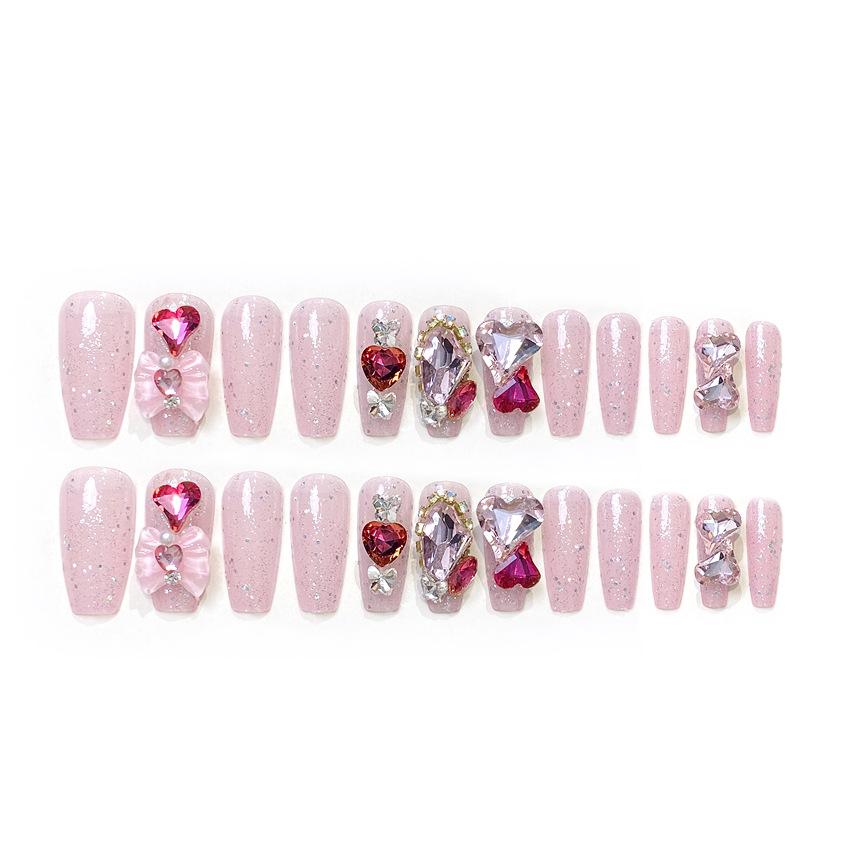 

Coffin Press on Nails Long Square Fake Nails Glue on Nails with Rhinestones Designs Reusable False Acrylic Nails Full Cover Stick on Nail for Women
