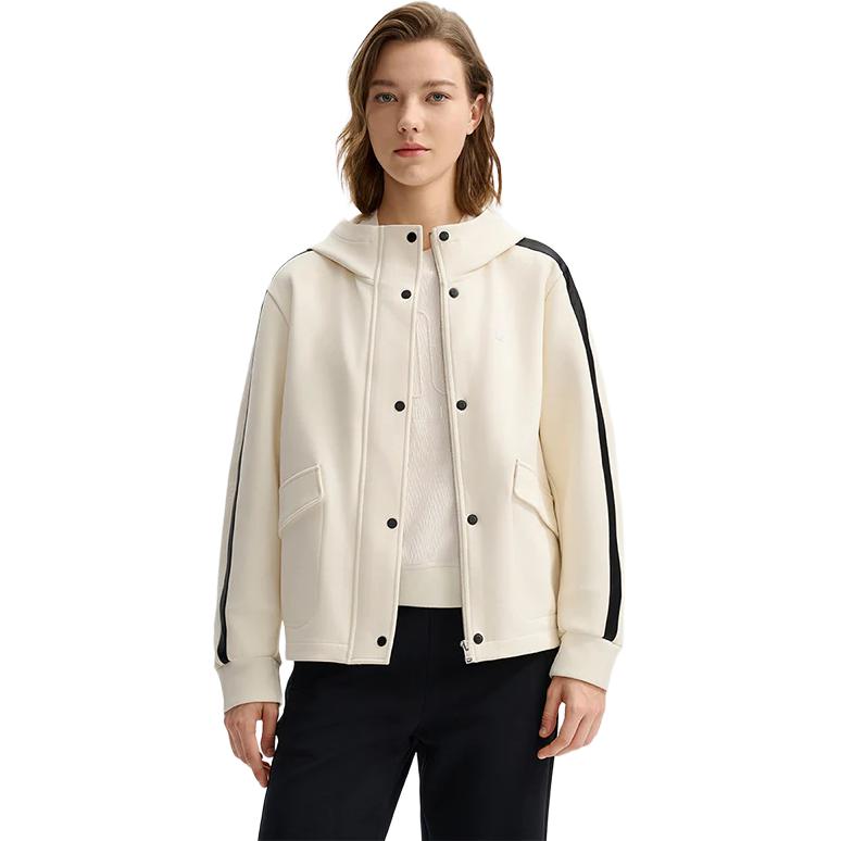FILA Fleece Hooded Jacket Women outerwear Ice-Cream-White F11W513502FIV