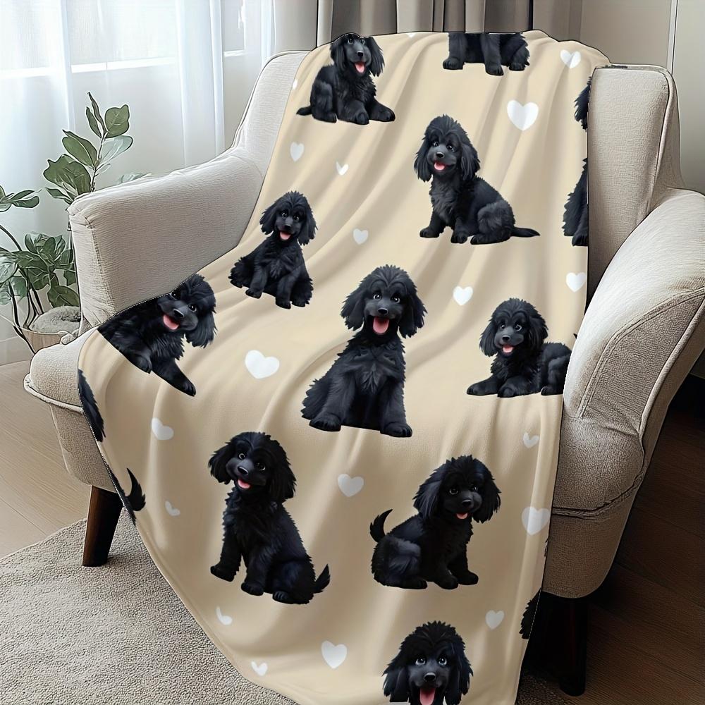 VIKAMA Dog Love Blanket Warm Cute Dog Lying in Bedroom Living Room Sofa Blanket Pet Theme Home Decoration Gift