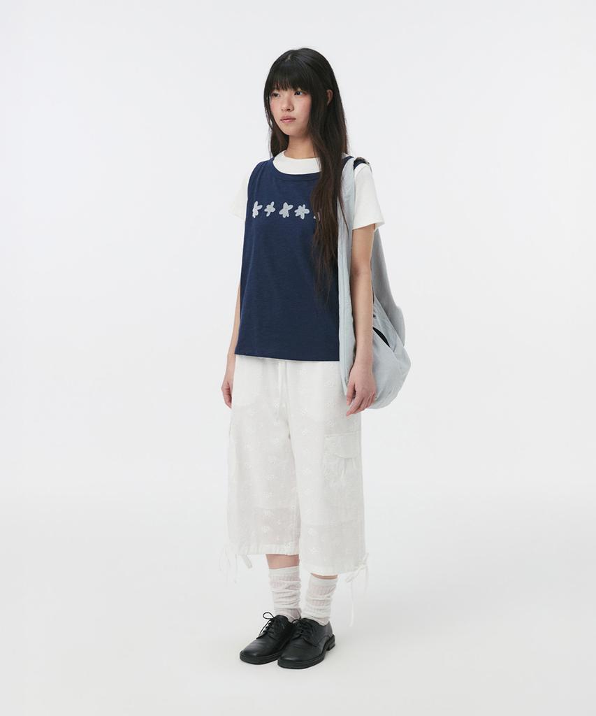 Ohesio Eyelet Punching Cargo Pants, White