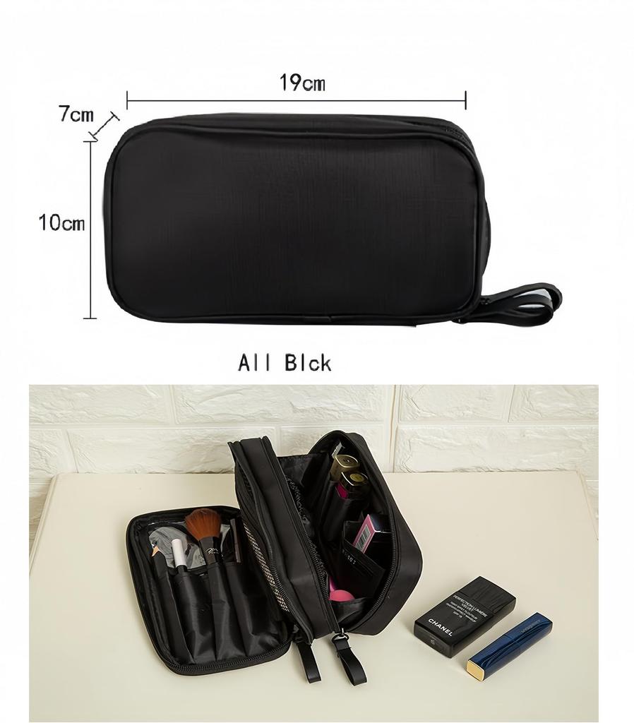 Hongzhanfa Double Zipper Makeup Functional Cosmetic Storage Organizer Double-Layer Pouch,