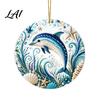 Artistic Home Decor Accessories Ocean Theme Pearl Art Hanging Ornament 2D Flat Acrylic Coastal Durable Sea Life Suncatcher Beaded Pattern