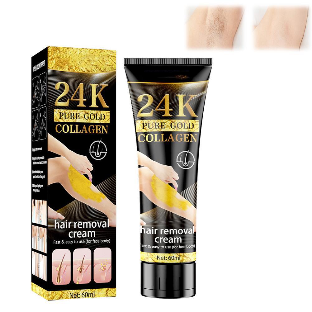 

24K Hair Removal Cream 60ml Gentle Nourishing Depilatory Cream Hair Remover for Body Armpit Thigh Arm