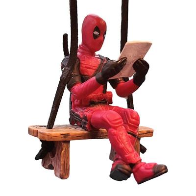 Car Interior Decoration Mini Figure Beautiful Deadpool Shaped Ornament Rearview Mirror Decoration For Cars Office And