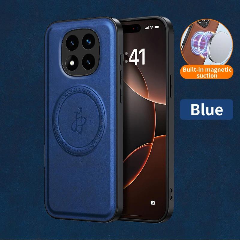Wireless Charging Magnetic Case for Xiaomi Redmi Note 14 Pro 5G 14 Pro+ Plus Protective Cover PU Leather Hard Back Shell Coque