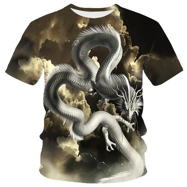 3D Dragon Print T-shirt Men's Women's Fashion Streetwear T-shirt Harajuku Cool Animal Shirt Anime Short Sleeve Tops Tees
