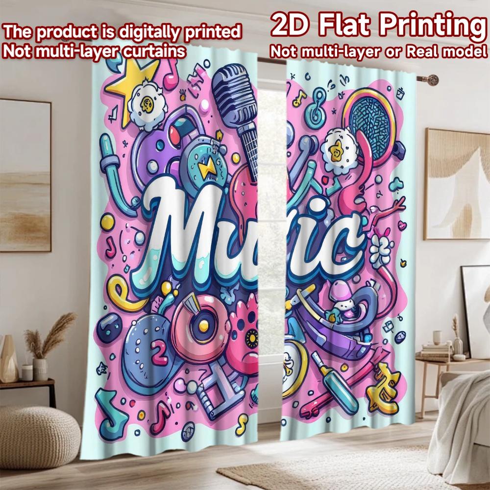 2D Flat Photography Backdrop Popular Tapestry Colorful Music Doodles 100% Polyester Anniversary for Suitable for Bedroom,