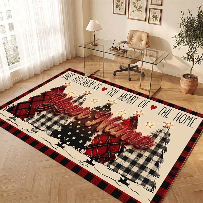 Love Romance Theme Soft Crystal Velvet Rug Custom Name & Text Print Non Slip Floor Rug for Bedroom Living Room