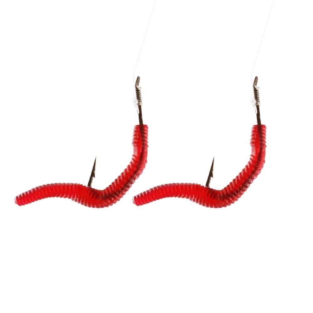 Lifelike Red Earthworm Bait Worms Artificial Fishing Lure 35mm Soft Baits Silicone Shrimp Flavor Additive Baits Tackle
