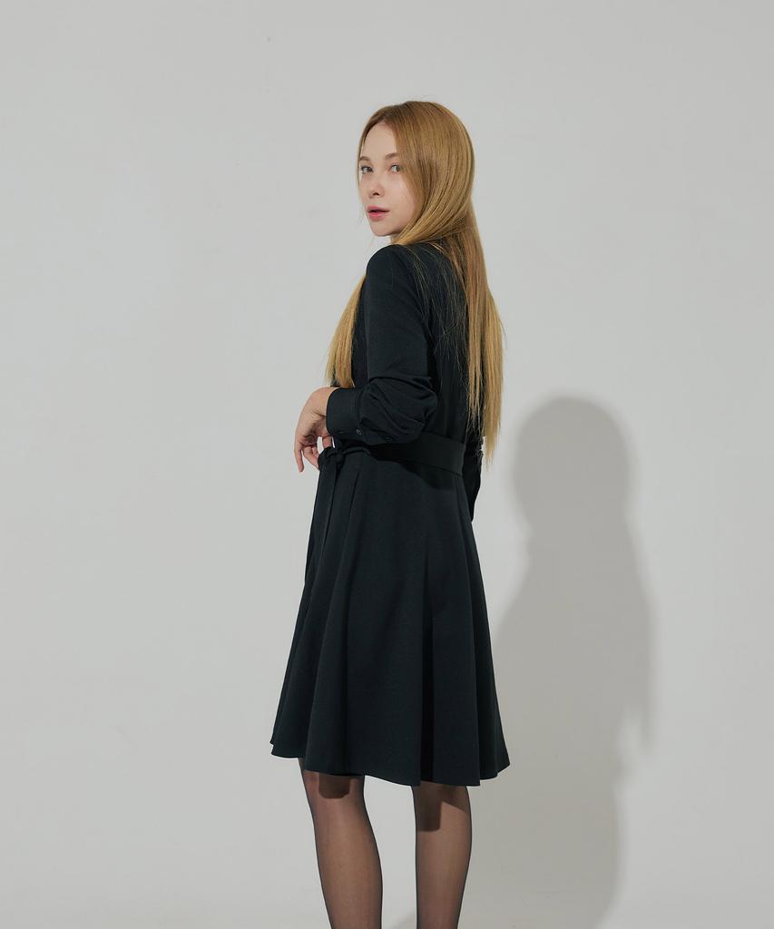 Belrma Hidden Button Belted Shirt Dress