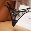 Foreign Trade Sexy Panties Women's Mesh Embroidery Thin Breathable Hollow Cross Temptation Low Waist Thong 2244