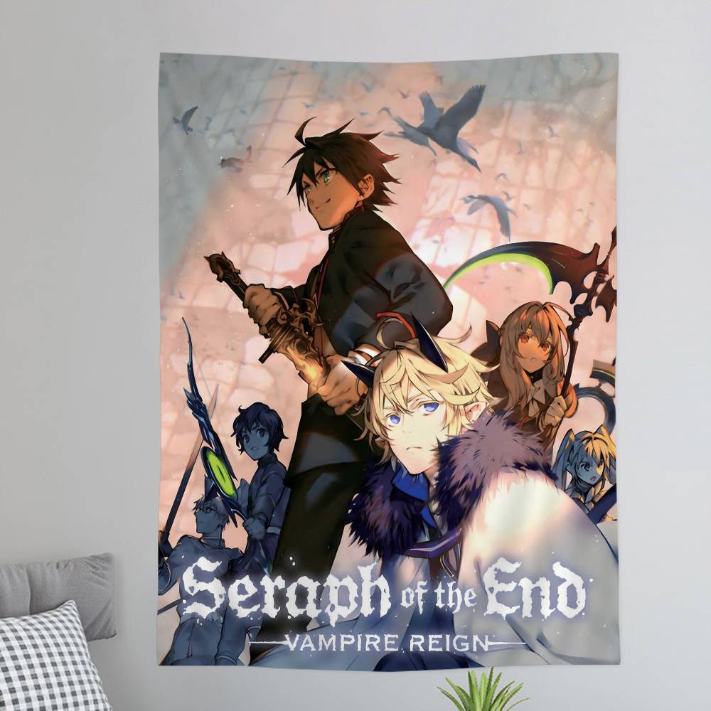 Seraph of the End Yuichiro Hyakuya Asuramaru Wall Tapestry of the Demon Pair Room Decor for Shonen Anime Supernatural Fans
