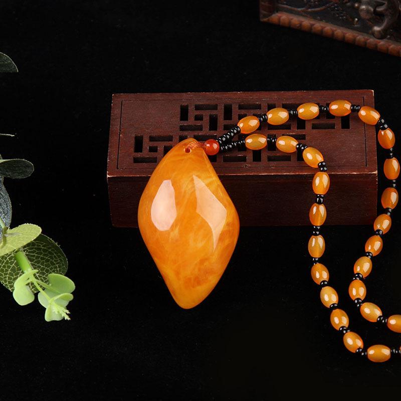 Vielseitige gelbe Bernstein Honigwachs Anhänger Halskette