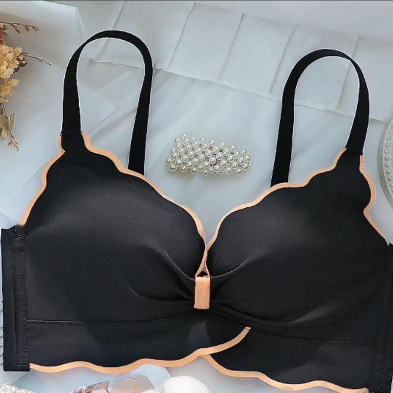 

Black Wireless Bra with Bow and Wave Trim for Small Bust S чёрный