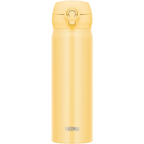 Thermos Vacuum Insulated Portable Mug, 500ml, Cream Yellow, with Detachable Spout for Easy Cleaning, Lightweight, One-Touch Opening, Stainless Steel B