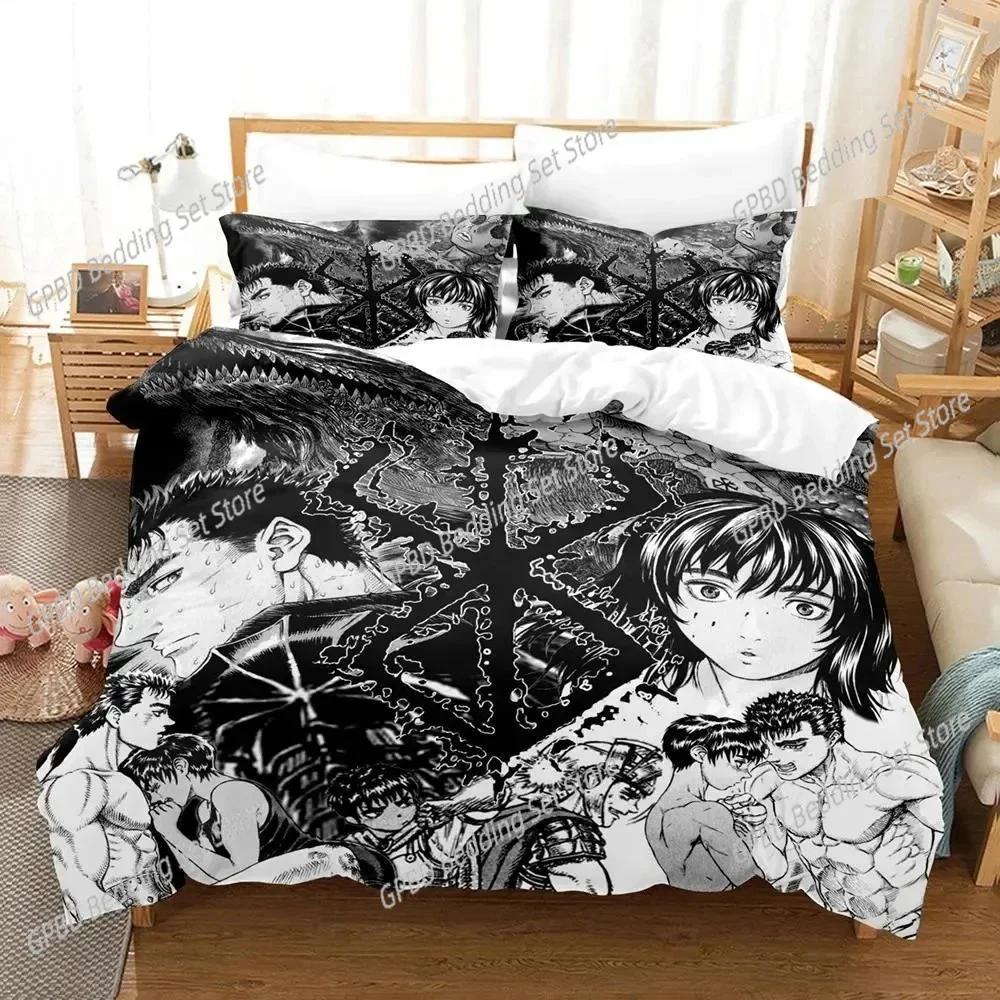 3D Print Anime Berserk Beding Set 3D Printed Suitable for Bedrom Soft with Soft Fabric Duvet Cover Set With Pilowcases Children Kids Home Textile
