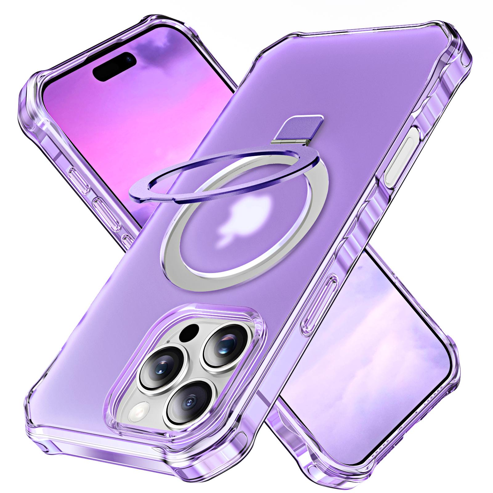 

For iPhone 16 Pro Case Small Wavy Edge Compatible with MagSafe Frosted Anti-Drop PC+TPU Phone Cover Purple