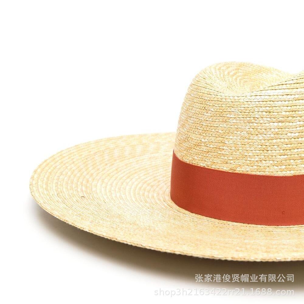 European and American style big brim straw straw straw hat female photo vacation sunscreen jazz top beach hat summer
