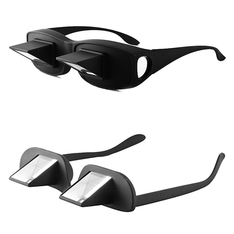 KAMMPT Mens Novelty Glasses Lay Down Watching TV Black Eyewear Women High Quality Lazy Horizontal Glasses