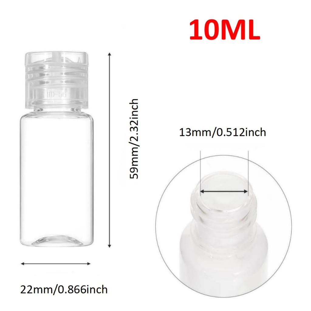 Travel Small 10ml Plastic with for Essential and 10-Pack Bottles, Containers, Clear/Colorless, Butterfly-Shaped Caps, Lotion, Oils, More. (LIMUNJIZ)