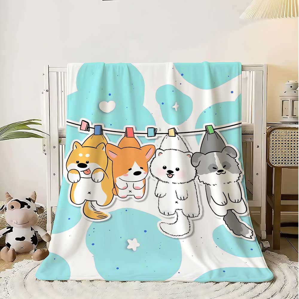 Shaggy Throw Blanket Sofa Winter Kawaii Puppy Cartoon Home Fluffy Soft Blankets for Bed Bedroom Decoration Bedspread the Warm