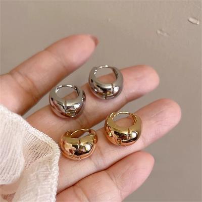 Glossy Water Droplet Ring Earrings Hong Kong Style Metal Earrings Cold Wind Versatile Ear Buckle Earrings Tide