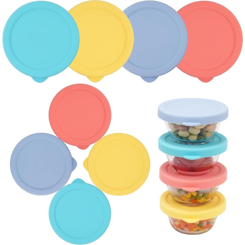 Multipurpose Silicone Jar Lid 4Pcs Set Airtight Glass Dessert Custard Cup Covers For Food Preservations And Organization