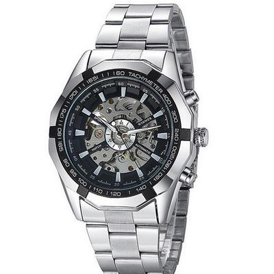 Best-Selling Men's Automatic Skeleton Watch, Stainless Steel Large Dial Luminous Design