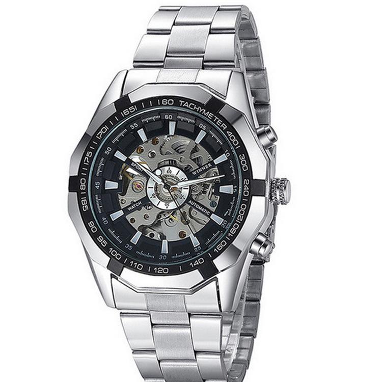 Best-Selling Men's Automatic Skeleton Watch, Stainless Steel Large Dial Luminous Design