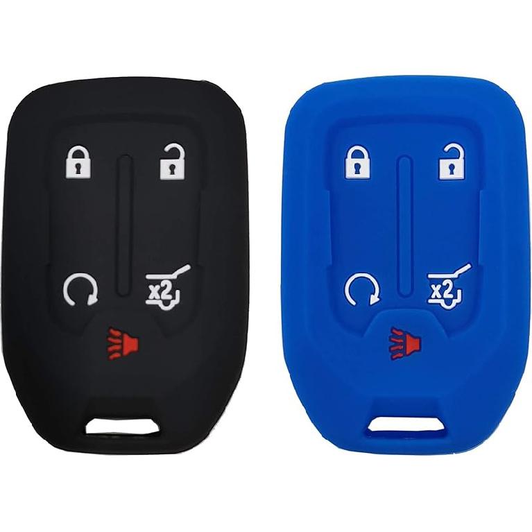 2 Pcs Smart Key Fob Cover Case Protector Fit for GMC Acadia Terrain Yukon Chevrolet Suburban Tahoe Keyless Entry Remote Fob Skin Jacket Holder Key