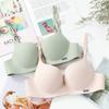 French Simple One-piece Seamless Steel Ring Bra Girl Thick Cup Small Chest Gathering Adjustment Student Underwear