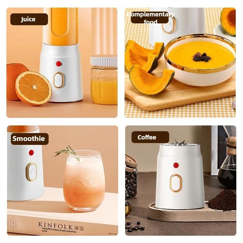 Přenosný elektrický mixér 450 ml 40W USB dobíjecí bezdrátový odšťavňovač Vysoce výkonný odšťavňovač pro smoothie mléčné koktejly