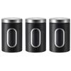 Conjunto de Potes de Aço Preto para Armazenamento de Alimentos