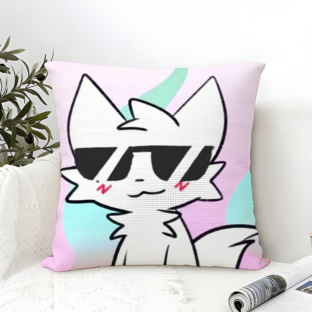 BBoykisser Silly Cat Cute Pillow Case Cotton Linen Fabric Square Zipper Pillowcase Home Decorative Living Room