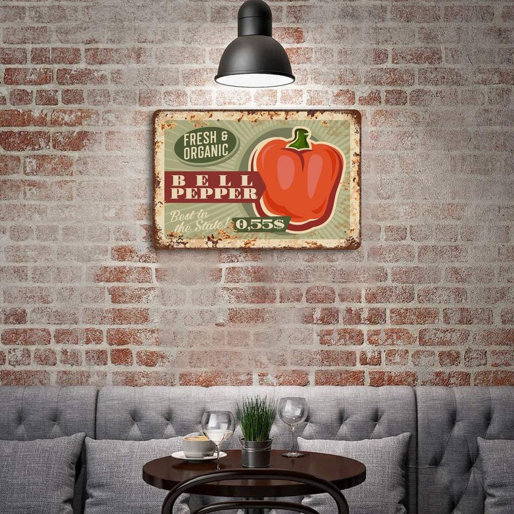 1-Pack distressed retro wall sign metal, 20×30cm and 30×40cm, aged décor for kitchen, office or dining area