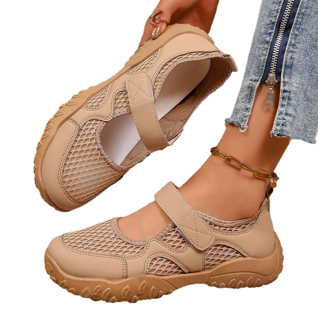 Women Fashion Mesh Platform Casual Shoes Hook and Loop Closure Lightweight Breathable Slip On Comfortable Walking Sneakers
