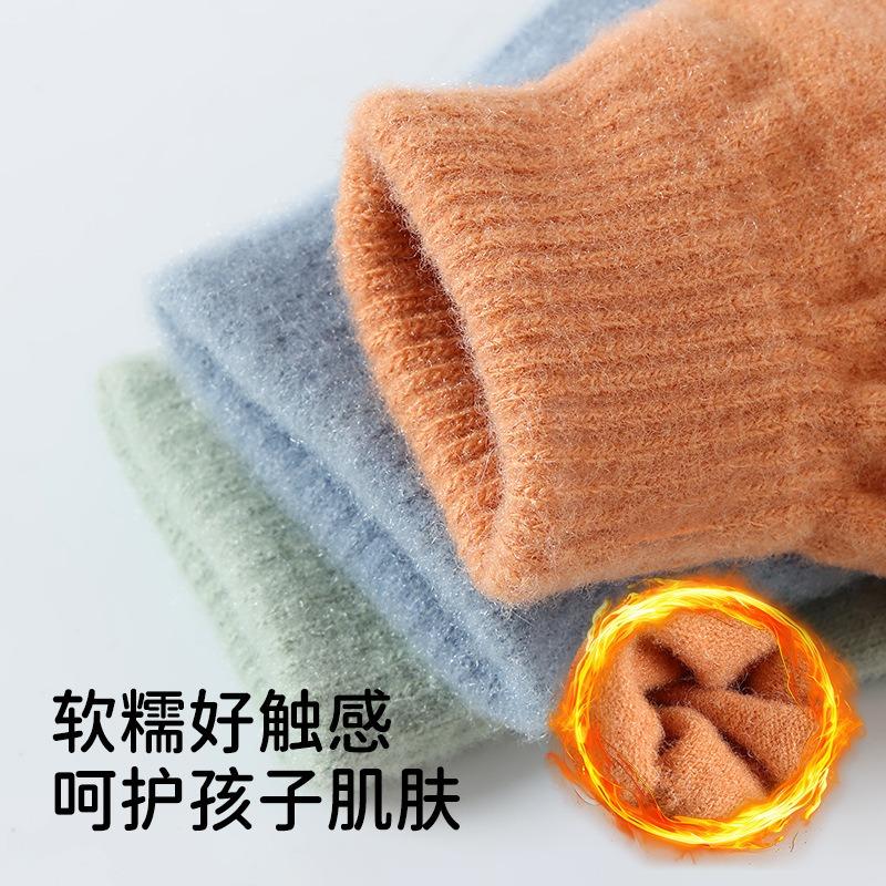 Autumn and winter children's wool gloves students write homework to keep warm half fingers boys and girls cartoon gloves show their fingers