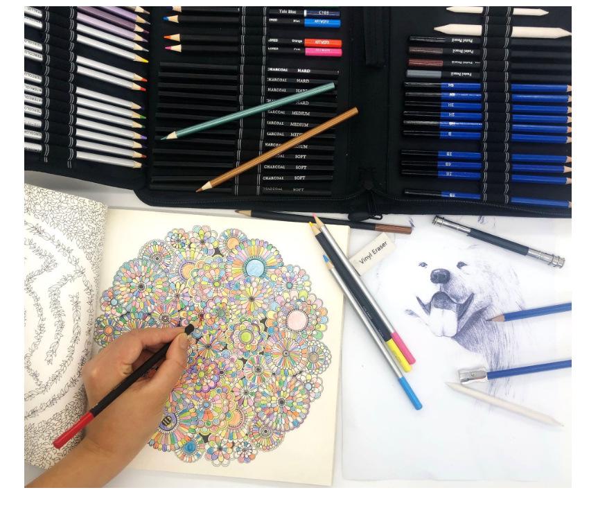 72-Piece Water-soluble & Metallic Colored Pencil Art Set for Kids