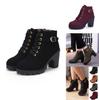 Elegant Women High Heels Lace Up Ankle Boots With Zipper And Buckle Platform