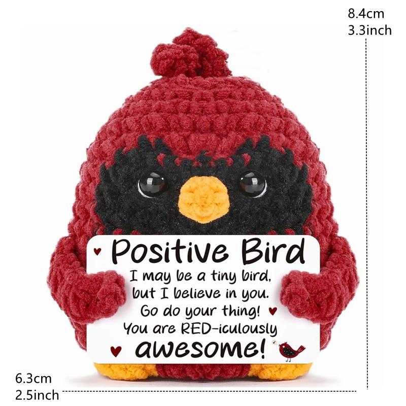 Creative Funny Handmade Crochet Emotional Support Dolls with Positive Energy Card Desktop Ornament Home Decor for Friend Gifts